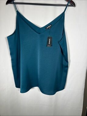 Express Teal Satin V-Neck Camisole